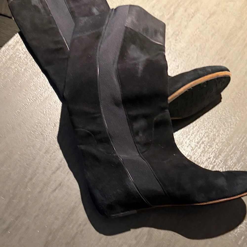 Black Suede Knee-High Boots - Picture 3 of 9